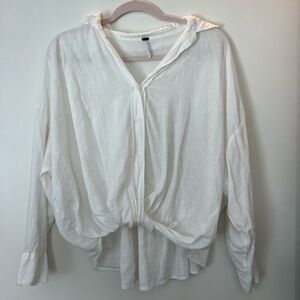 Young Fabulous & Broke White Long Sleeve Tie Front Shirt